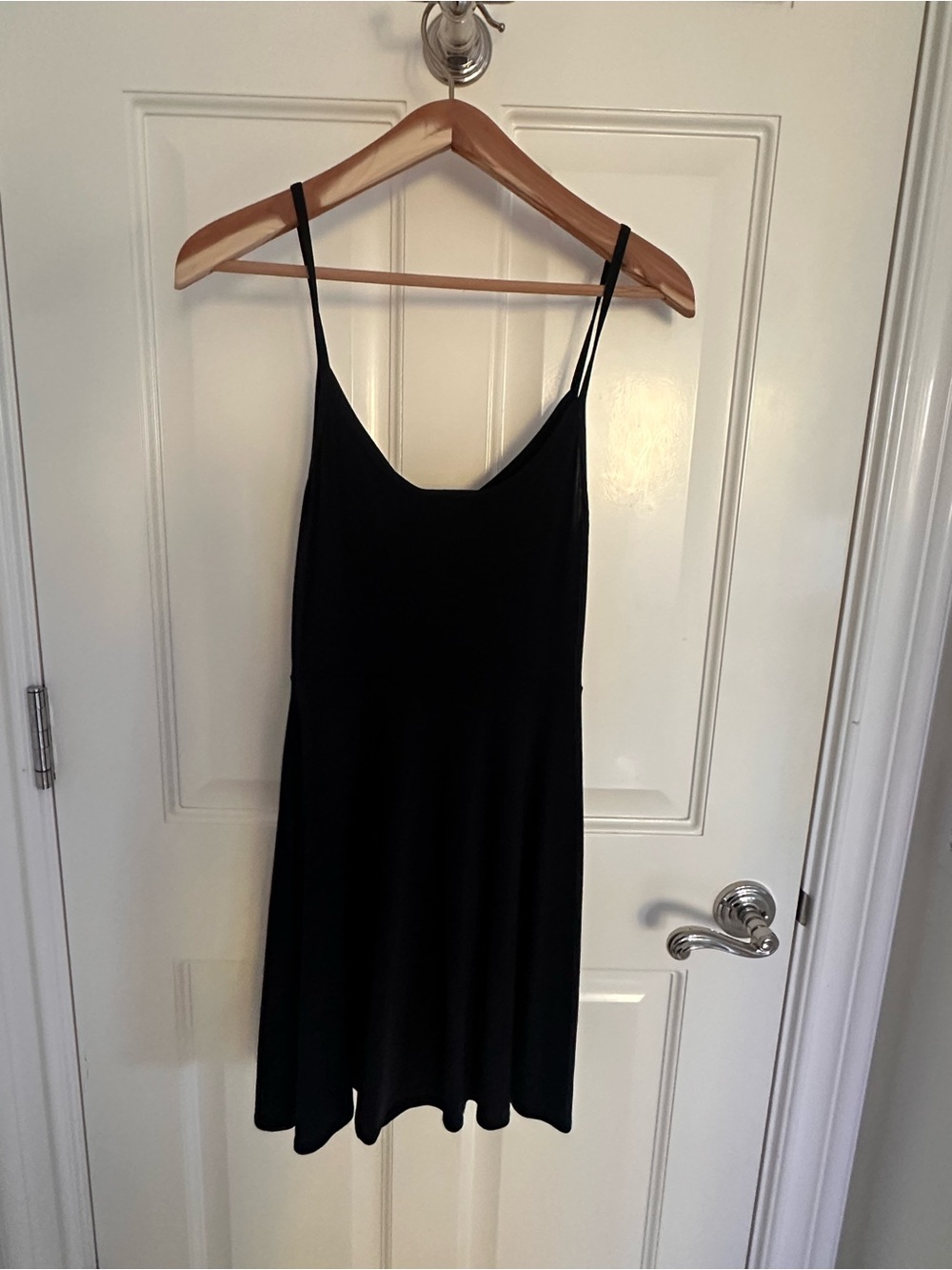 Black A-line Spaghetti Strap Mini Dress